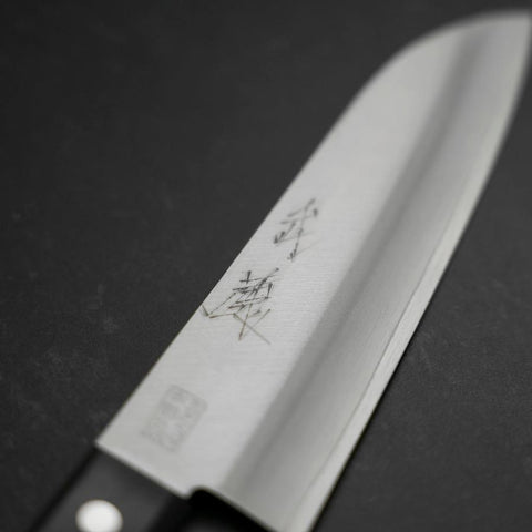 Santoku VG-1 Polished Western Black Handle 165mm (Tsuba-nashi)-[Musashi]-[Japanese-Kitchen-Knives]