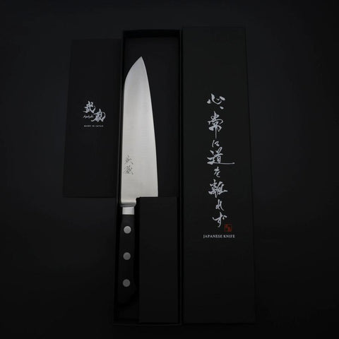 Santoku VG-1 Polished Black Western Handle 180mm (7”)-[Musashi]-[Japanese-Kitchen-Knives]