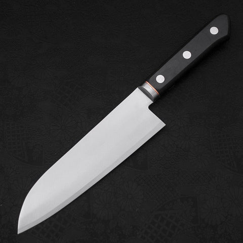Santoku VG-1 Poli Manche Occidental Noir avec Bordure Cuivre 165mm-[Musashi]-[Couteaux de cuisine japonais]