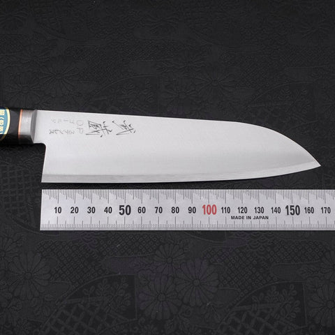 Santoku VG-1 Poli Manche Occidental Noir avec Bordure Cuivre 165mm-[Musashi]-[Couteaux de cuisine japonais]