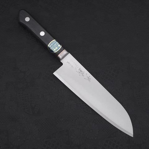 Santoku VG-1 Poli Manche Occidental Noir avec Bordure Cuivre 165mm-[Musashi]-[Couteaux de cuisine japonais]