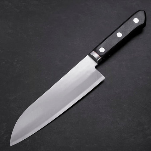 Santoku VG-1 Poli Manche Occidental Noir avec Incrustations Orange 165mm-[Musashi]-[Couteaux de cuisine japonais]
