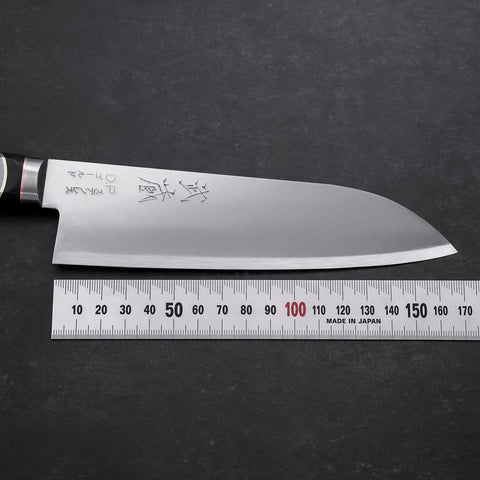Santoku VG-1 Poli Manche Occidental Noir avec Incrustations Orange 165mm-[Musashi]-[Couteaux de cuisine japonais]