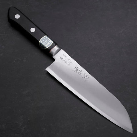Santoku VG-1 Poli Manche Occidental Noir avec Incrustations Orange 165mm-[Musashi]-[Couteaux de cuisine japonais]