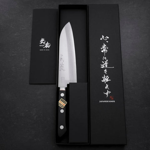 Santoku VG-1 Poli Manche Occidental Noir avec Incrustations en Cuivre 170mm-[Musashi]-[Couteaux de cuisine japonais]