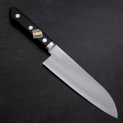 Santoku VG-1 Poli Manche Occidental Noir avec Incrustations en Cuivre 170mm-[Musashi]-[Couteaux de cuisine japonais]