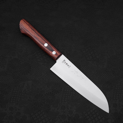 Santoku VG-1 Poli Manche Occidental en Acajou 140mm-[Musashi]-[Couteaux de cuisine japonais]