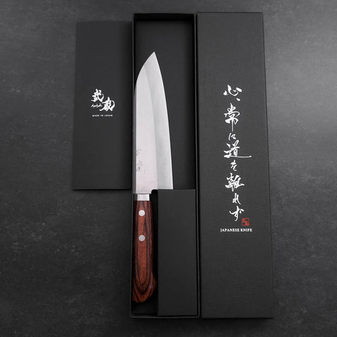 Santoku VG-1 Poli Manche Occidental en Acajou 165mm-[Musashi]-[Couteaux de cuisine japonais]