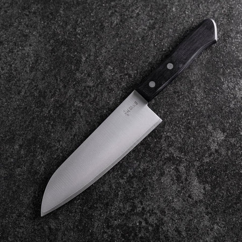 Santoku VG-1 Polished Western Black Handle 165mm（Tsuba-nashi) (6.5”)-[Musashi]-[Couteaux de cuisine japonais]