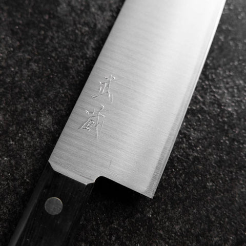 Santoku VG-1 Polished Western Black Handle 165mm（Tsuba-nashi) (6.5”)-[Musashi]-[Couteaux de cuisine japonais]