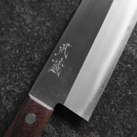 Santoku VG-1 Polished Western Rosewood Handle 170mm (Tsuba Nashi) (6.7”)-[Musashi]-[Couteaux de cuisine japonais]