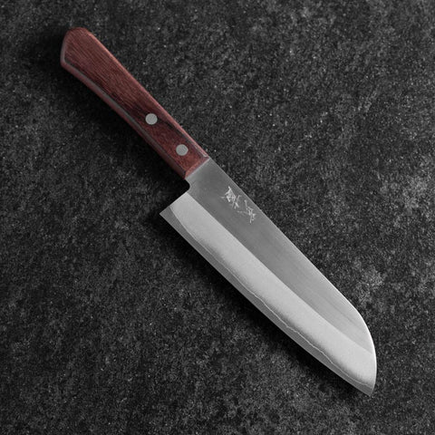 Santoku VG-1 Polished Western Rosewood Handle 170mm (Tsuba Nashi) (6.7”)-[Musashi]-[Couteaux de cuisine japonais]