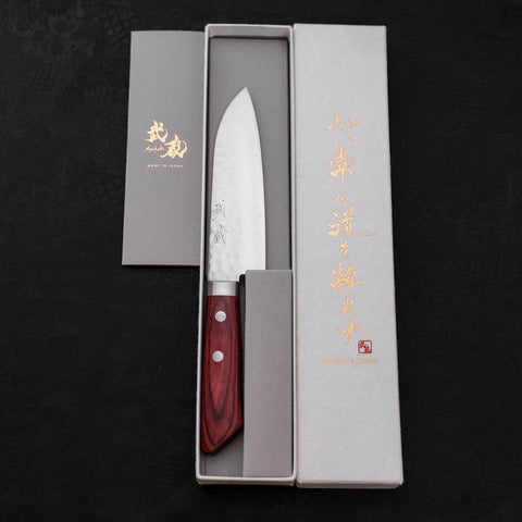 Santoku VG-1 Tsuchime Damascus Western Red Handle 130mm (5.1”)