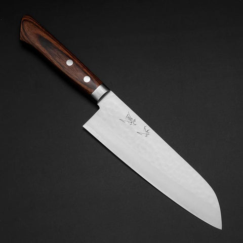 Santoku VG-1 Tsuchime Manche Occidental en Acajou 170mm-[Musashi]-[Couteaux de cuisine japonais]