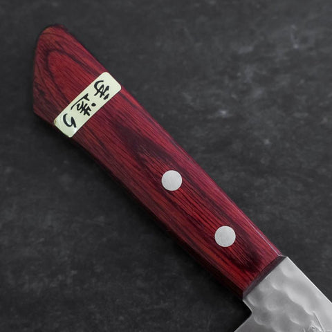 Santoku VG-1 Tsuchime Manche Occidental en Acajou Rouge 130mm (Tsuba Nashi)-[Musashi]-[Couteaux de cuisine japonais]