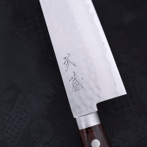 Santoku VG-1 Tsuchime Manche Occidental en Acajou avec Tsuba 165mm-[Musashi]-[Couteaux de cuisine japonais]