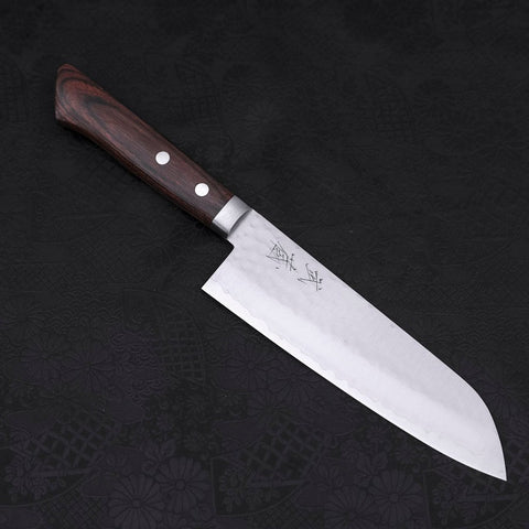 Santoku VG-1 Tsuchime Manche Occidental en Acajou avec Tsuba 165mm-[Musashi]-[Couteaux de cuisine japonais]