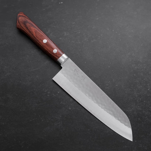 Santoku VG-1 Tsuchime Manche en Acajou 165mm-[Musashi]-[Couteaux de cuisine japonais]