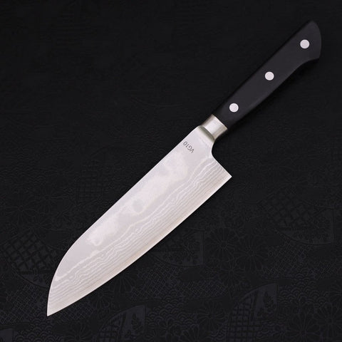 Santoku VG-10 Damascus Western Black Handle 170mm (6.7”)-[Musashi]-[Japanese-Kitchen-Knives]