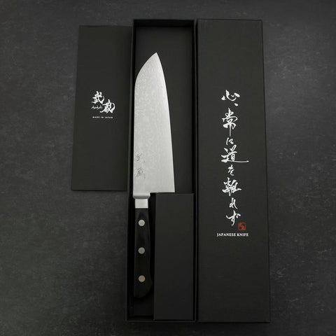 Santoku VG-10 Damas Manche Occidental Noir 170mm-[Musashi]-[Couteaux de cuisine japonais]