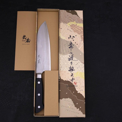 Santoku VG-10 Damascus Western Black Handle 170mm (6.7”)-[Musashi]-[Japanese-Kitchen-Knives]