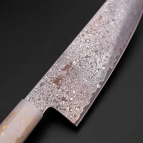 Santoku VG-10 Damas Manche Océan Blanc Noir et Or 165mm-[Musashi]-[Couteaux de cuisine japonais]