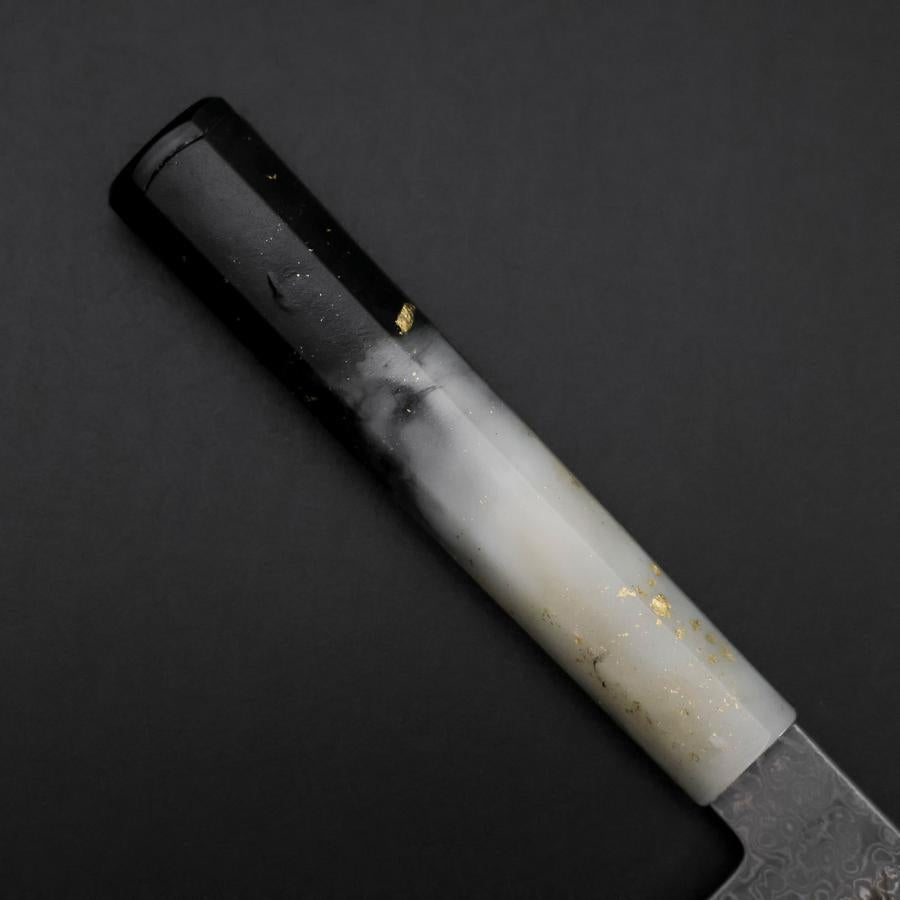 Santoku VG-10 Damas Manche Océan Blanc Noir et Or 165mm-[Musashi]-[Couteaux de cuisine japonais]