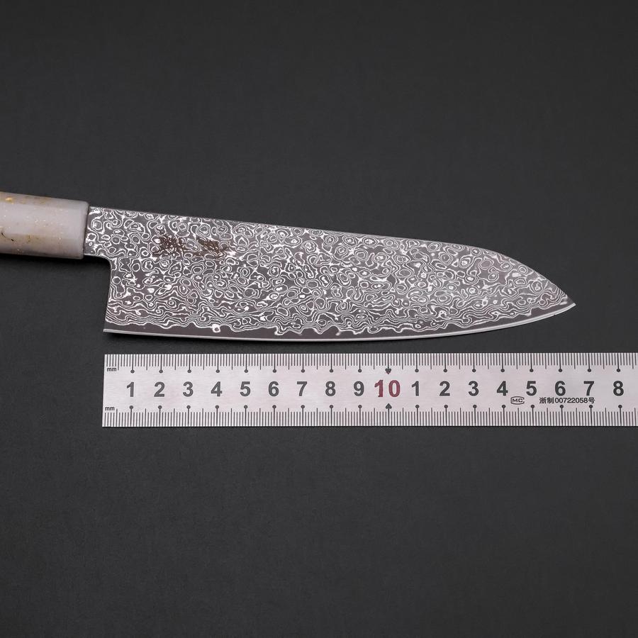 Santoku VG-10 Damas Manche Océan Blanc Noir et Or 165mm-[Musashi]-[Couteaux de cuisine japonais]