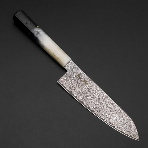 Santoku VG-10 Damas Manche Océan Blanc Noir et Or 165mm-[Musashi]-[Couteaux de cuisine japonais]