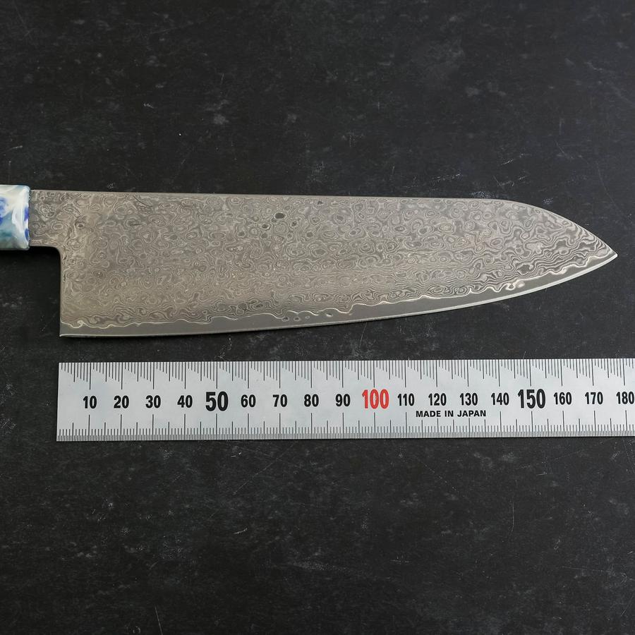 Santoku VG-10 Damascus Ocean Blue-White Mix Handle 165mm (6.5”)-[Musashi]-[Japanese-Kitchen-Knives]