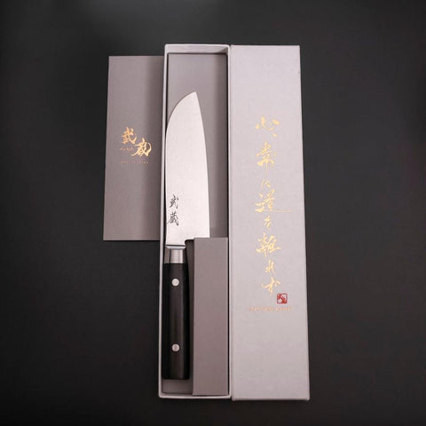 Santoku VG-10 Damas Manche Oval Occidental Noir 135mm-[Musashi]-[Couteaux de cuisine japonais]