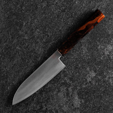Santoku VG-10 Damas Manche Yamanaka Urushi Rouge 130mm-[Musashi]-[Couteaux de cuisine japonais]
