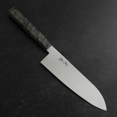 Santoku VG-10 Damas Manche en Bois de Bouleau Gris 180mm-[Musashi]-[Couteaux de cuisine japonais]