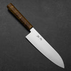 Santoku VG-10 Damas Manche en Bois de Bouleau Jaune Brun 180mm-[Musashi]-[Couteaux de cuisine japonais]