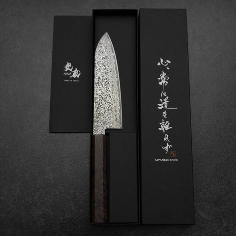 Santoku VG-10 Damas Manche en Bois de Bouleau Marron 165mm-[Musashi]-[Couteaux de cuisine japonais]