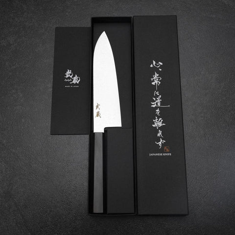 Santoku VG-10 Damas Manche en Ébène 180mm-[Musashi]-[Couteaux de cuisine japonais]