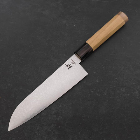 Santoku VG-10 Damas Manche en Magnolia avec Embouts en Buffle Double 180mm-[Musashi]-[Couteaux de cuisine japonais]