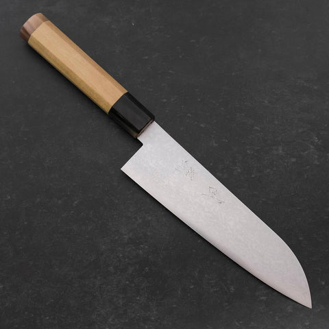 Santoku VG-10 Damas Manche en Magnolia avec Embouts en Buffle Double 180mm-[Musashi]-[Couteaux de cuisine japonais]