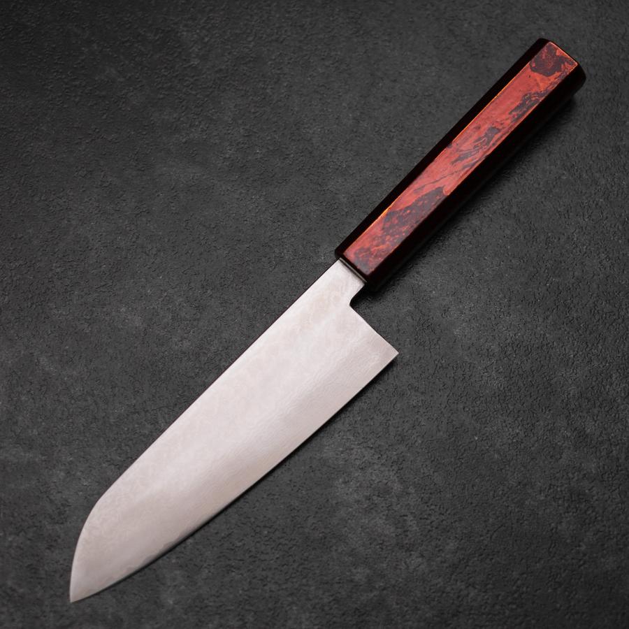Santoku VG-10 Damas Yamanaka Manche Urushi Noir 165mm-[Musashi]-[Couteaux de cuisine japonais]