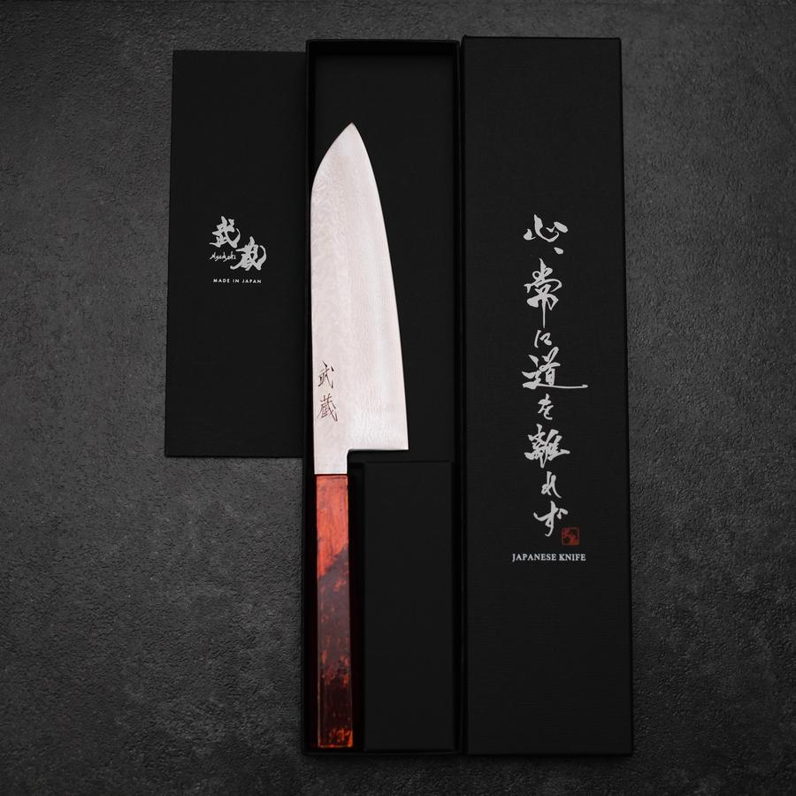Santoku VG-10 Damas Yamanaka Manche Urushi Noir 165mm-[Musashi]-[Couteaux de cuisine japonais]