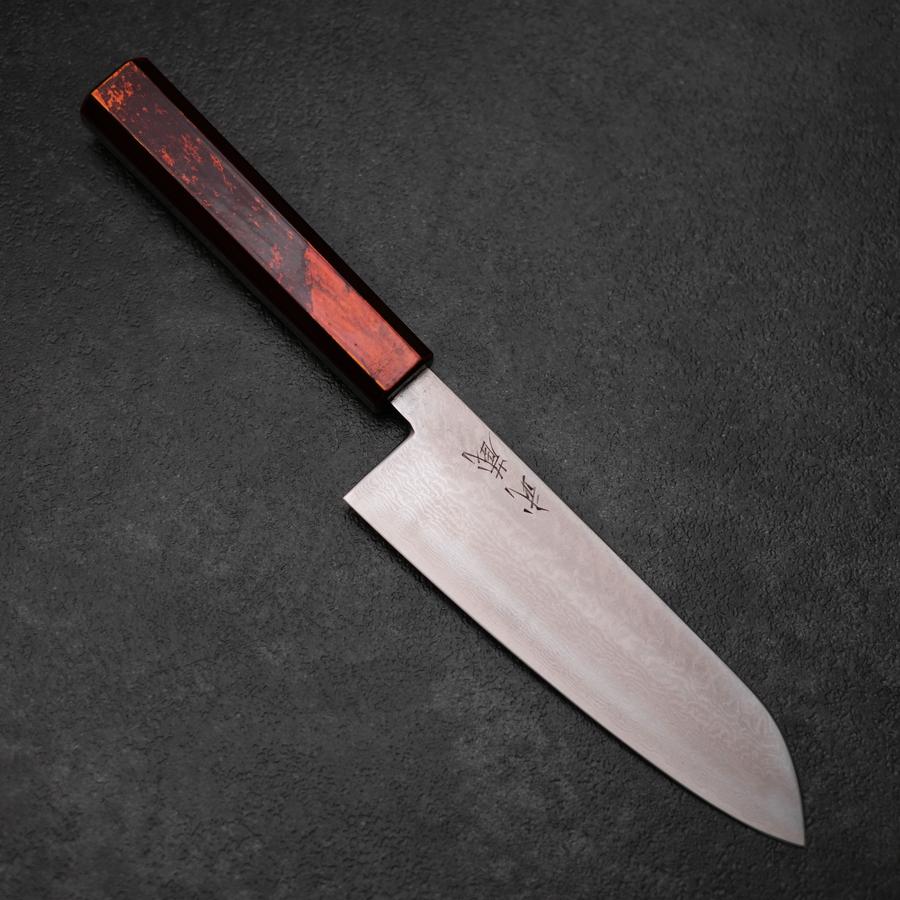 Santoku VG-10 Damas Yamanaka Manche Urushi Noir 165mm-[Musashi]-[Couteaux de cuisine japonais]