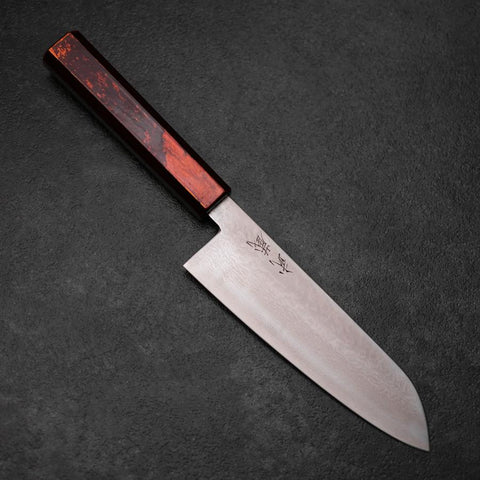 Santoku VG-10 Damas Yamanaka Manche Urushi Noir 165mm-[Musashi]-[Couteaux de cuisine japonais]