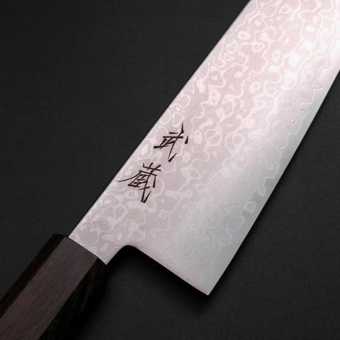 Santoku VG-10 Damascus Ashwood Handle 170mm (6.7”)-[Musashi]-[Couteaux de cuisine japonais]