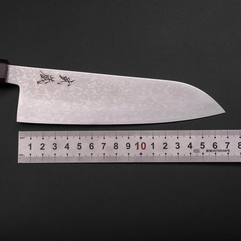 Santoku VG-10 Damascus Ashwood Handle 170mm (6.7”)-[Musashi]-[Couteaux de cuisine japonais]
