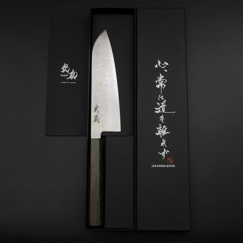 Santoku VG-10 Damascus Ashwood Handle 170mm (6.7”)-[Musashi]-[Couteaux de cuisine japonais]