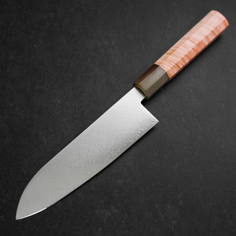 Santoku VG-10 Damascus Buffalo Light Pink Maple Handle 180mm