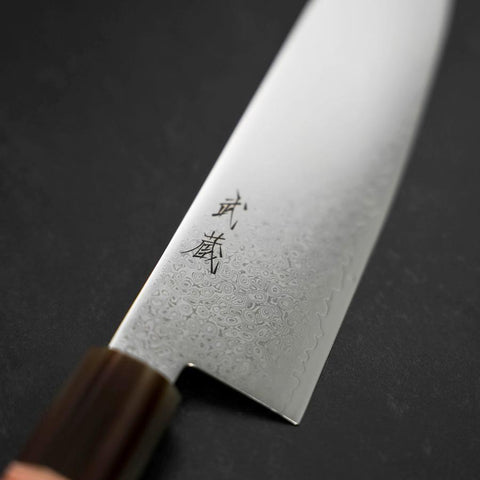 Santoku VG-10 Damascus Buffalo Light Pink Maple Handle 180mm