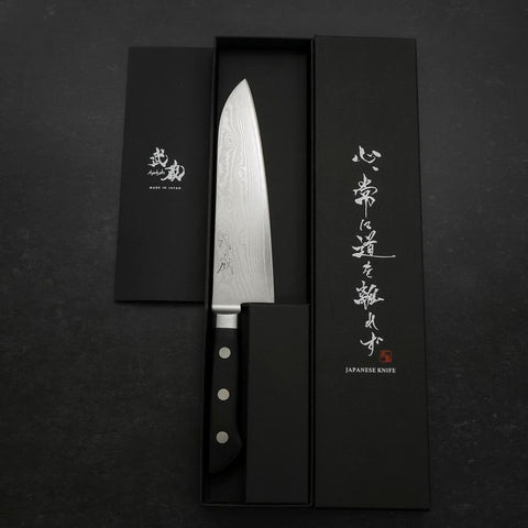 Santoku VG-10 Damascus Western Black Cherry Handle 175mm (6.8”)-[Musashi]-[Couteaux de cuisine japonais]