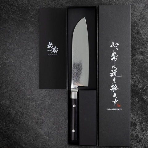 Santoku VG-10 Damascus Western Round Handle 180mm (7”)-[Musashi]-[Japanese-Kitchen-Knives]