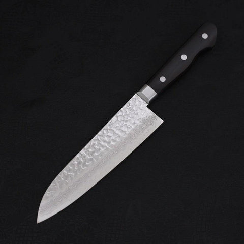 Santoku VG-10 Mirror Tsuchime Damascus Western Black Handle 180mm-[Musashi]-[Japanese-Kitchen-Knives]